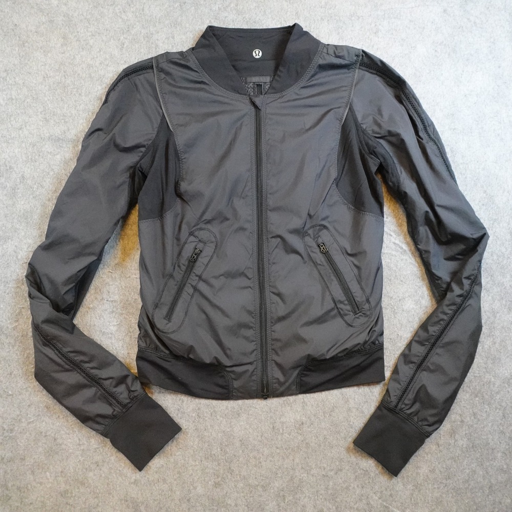Lululemon Jacket Women 2 Black Run Two To Make It True Full Zip Bomber